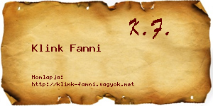 Klink Fanni névjegykártya